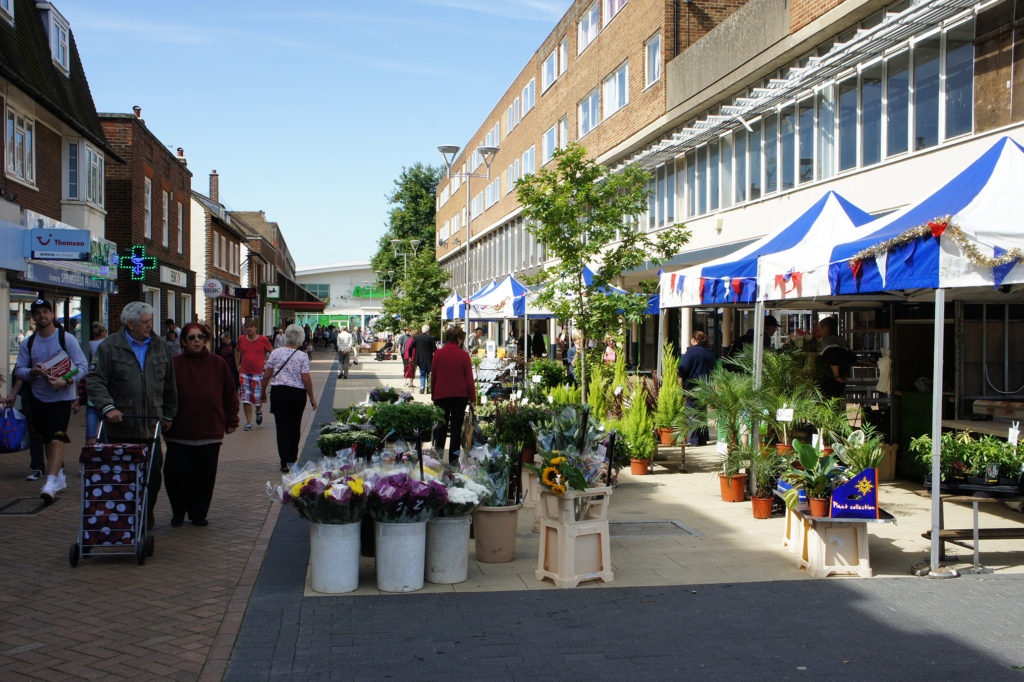 Hatfield Market on bright sunny day