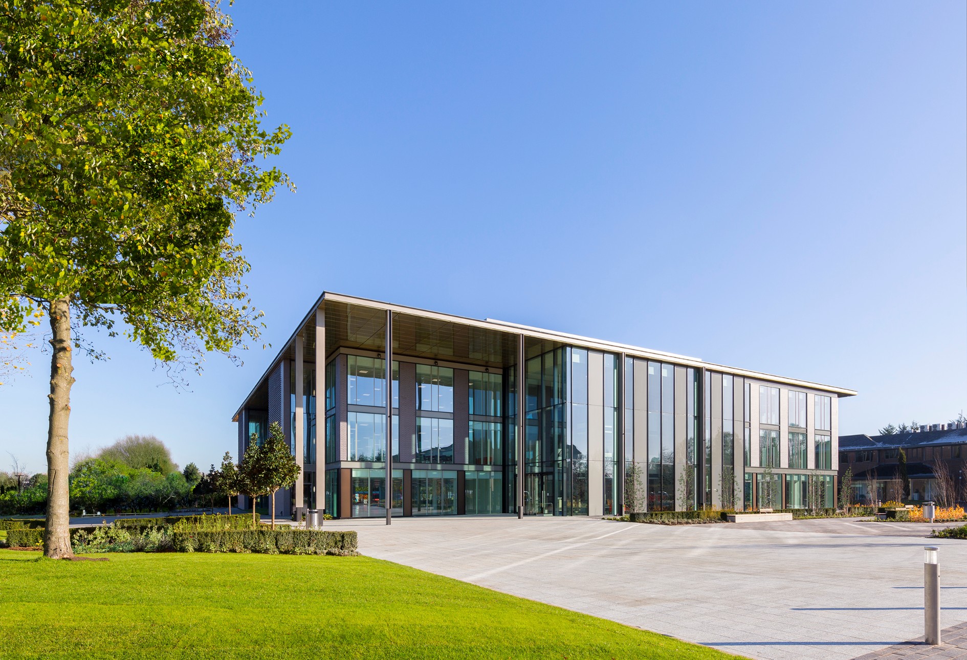 Croxley Business Park, modern building against blue sky