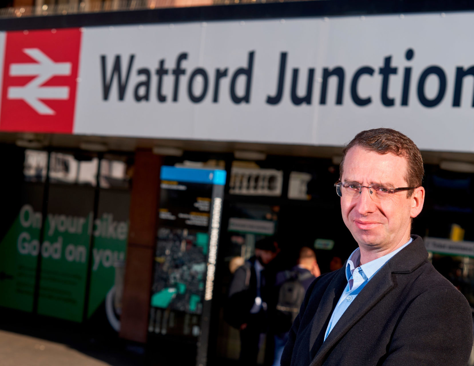 Mayor of Watford outside a Watford Junction tube station