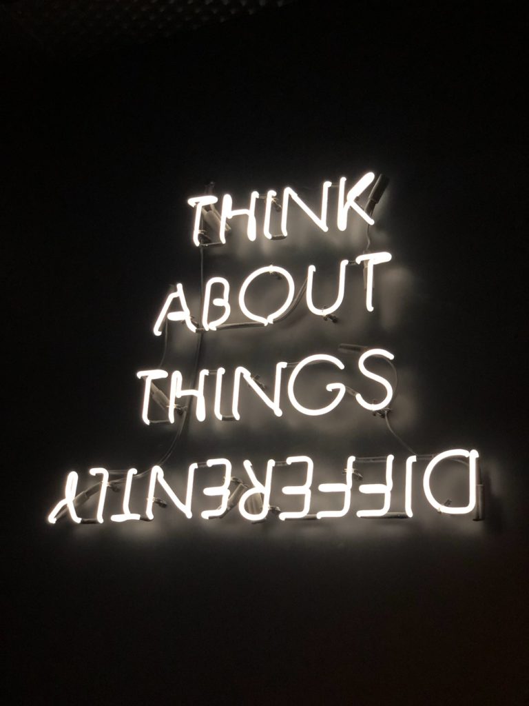 words saying: think about things differently