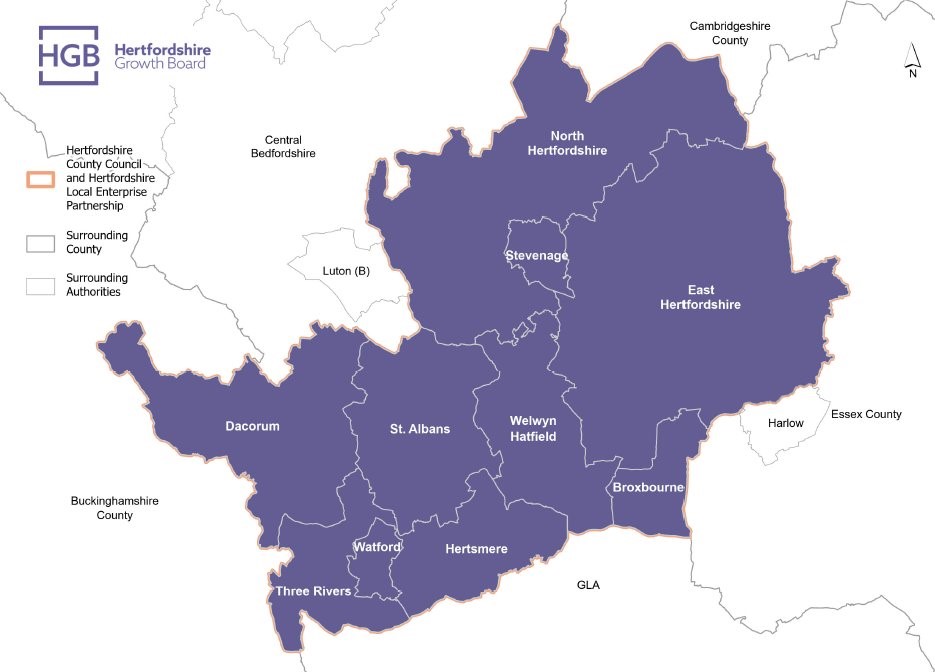 Map of Hertfordshire